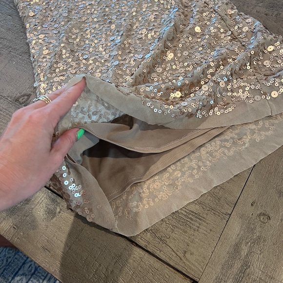 Max Studio sparkler mini! Sleeveless Bronze Tan Cocktail Above Knee Sz. XS - Picture 4 of 4